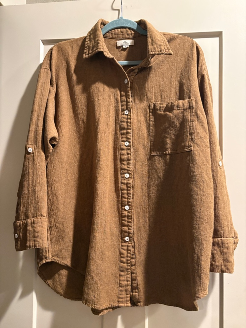 Rip Curl Shirt Camel Brown Size M - Linen Blend, Surf